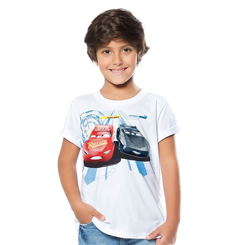 Camiseta Infantil Branca Carros Disney - Cativa 6t