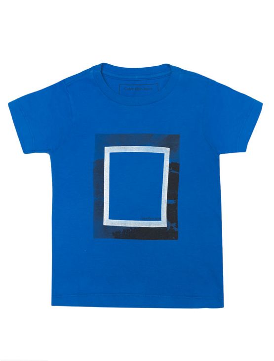 Camiseta Infantil Calvin Klein Jeans Estampa Moldura Gel Azul Royal - 10