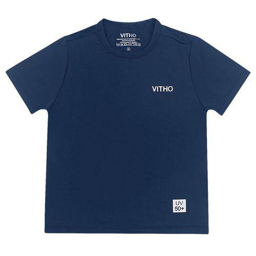 Camiseta Infantil Manga Curta com Proteção Uv 50+ Vitho Protection - Azul Marinho