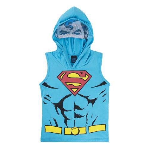 Camiseta Infantil MASCULINA REGATA Capuz Super Herói Super Homem Kamylus