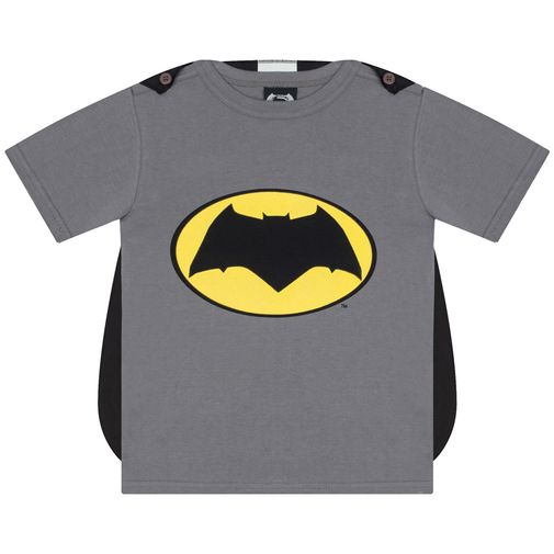 Camiseta Infantil Masculino Batman com Capa Cinza - Marlan 10