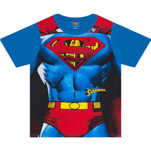 Camiseta Infantil Masculino Superman com Máscara Azul - Marlan 1