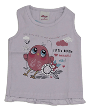 Camiseta Infantil Menina Regata com Estampa de Pássaro