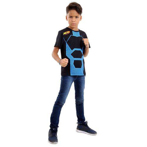 Camiseta Infantil Sulamericana Standard Nerf Preta/Azul G