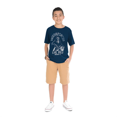 Camiseta Juvenil Abrange Motoqueiro Azul 12
