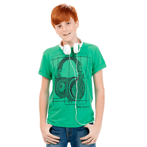 Camiseta Juvenil Abrange Way Headphone Verde 12