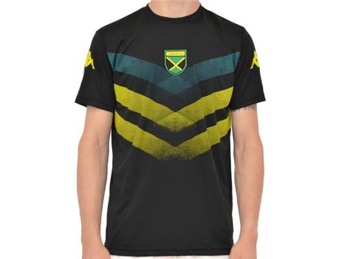 Camiseta Kappa Futebol Jamaica Preto Verde