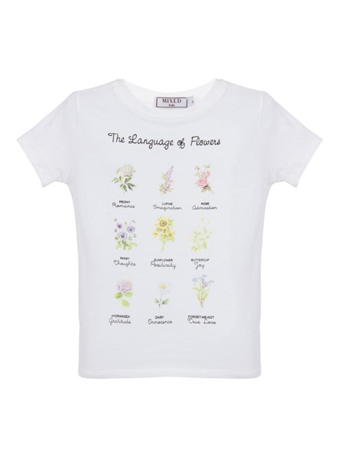Camiseta Language Of Flowers de Algodão Off White Tamanho 10