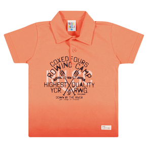 Camiseta Laranja - Primeiros Passos Menino -Meia Malha Camiseta Laranja - Primeiros Passos Menino - Meia Malha - Ref:33258-12-1