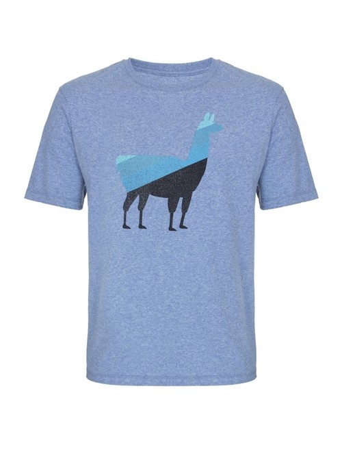 Camiseta Lhama Degradê de Algodão Azul Tamanho X