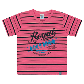 Camiseta Listrado Coral - Infantil Menino -Meia Malha Camiseta Vermelho - Infantil Menino - Meia Malha - Ref:33358-273-10
