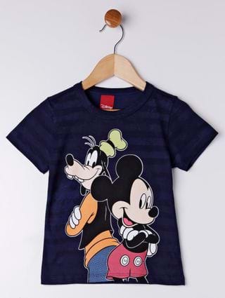 Camiseta Manga Curta Disney Infantil para Menino - Azul Marinho