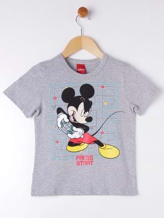 Camiseta Manga Curta Disney Infantil para Menino - Cinza