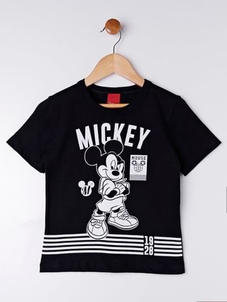 Camiseta Manga Curta Disney Infantil para Menino - Preto