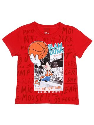 Camiseta Manga Curta Disney Infantil para Menino - Vermelho