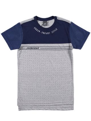 Camiseta Manga Curta Federal Art Juvenil para Menino - Azul/cinza