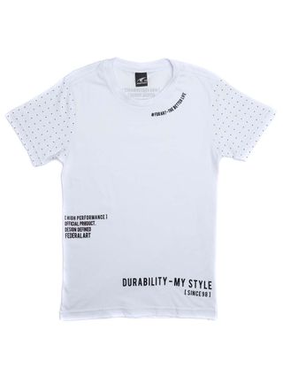 Camiseta Manga Curta Federal Art Juvenil para Menino - Branco