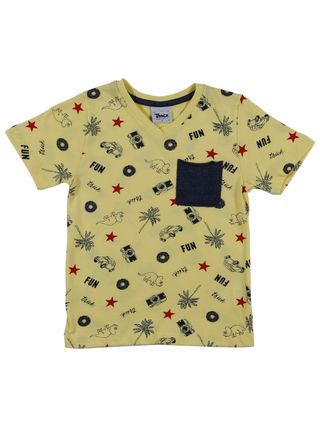 Camiseta Manga Curta Infantil para Menino - Amarelo