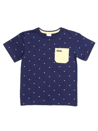 Camiseta Manga Curta Infantil para Menino - Azul Marinho