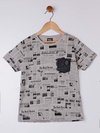 Camiseta Manga Curta Infantil para Menino - Bege