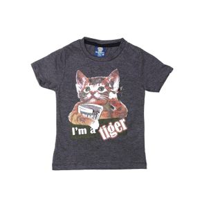Camiseta Manga Curta Infantil para Menino - Cinza 1