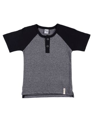 Camiseta Manga Curta Infantil para Menino - Cinza/preto