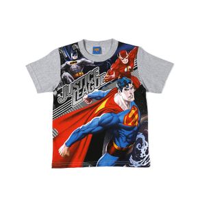 Camiseta Manga Curta Infantil para Menino Justice League - Cinza 4