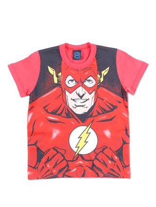 Camiseta Manga Curta Infantil para Menino Justice League Vermelho