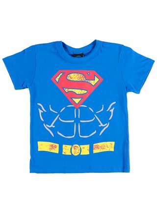 Camiseta Manga Curta Justice League Infantil para Menino - Azul Marinho