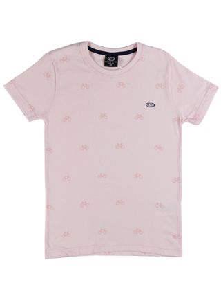 Camiseta Manga Curta Juvenil para Menino Manobra Radical Rosa