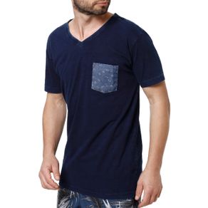 Camiseta Manga Curta Masculina Azul Marinho M