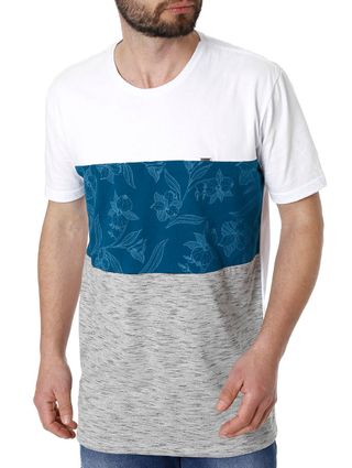 Camiseta Manga Curta Masculina Branco/azul