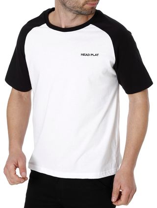 Camiseta Manga Curta Masculina Branco/preto