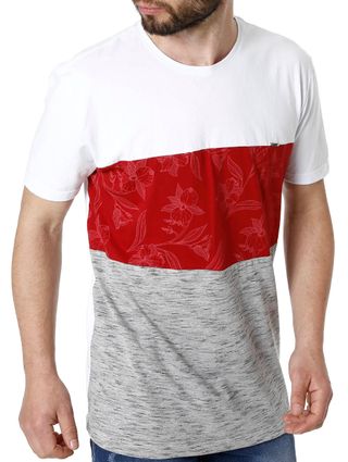 Camiseta Manga Curta Masculina Branco/vermelho