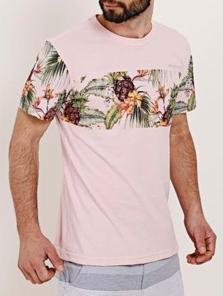 Camiseta Manga Curta Masculina Federal Art Rosa