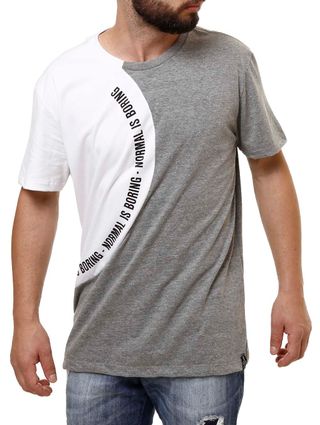 Camiseta Manga Curta Masculina Fido Dido Cinza/branco