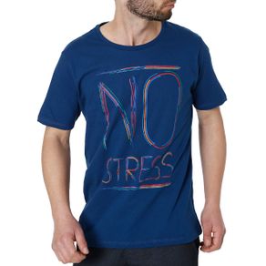 Camiseta Manga Curta Masculina no Stress Azul P