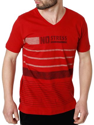 Camiseta Manga Curta Masculina no Stress Vermelho