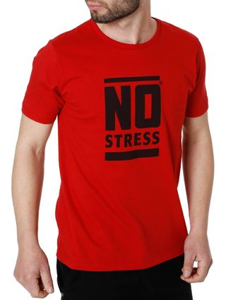 Camiseta Manga Curta Masculina no Stress Vermelho