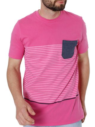 Camiseta Manga Curta Masculina Rovitex Rosa