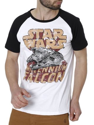 Camiseta Manga Curta Masculina Star Wars Branco