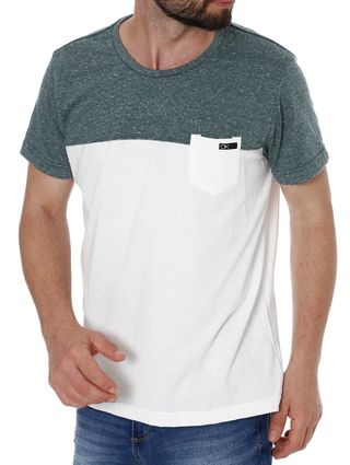 Camiseta Manga Curta Masculina Verde/off White