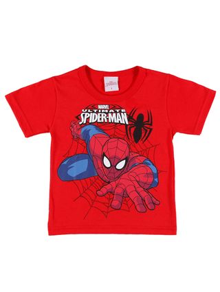 Camiseta Manga Curta Spider Man Infantil para Menino - Vermelho