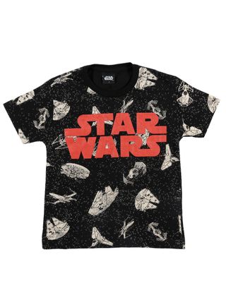 Camiseta Manga Curta Star Wars Infantil para Menino - Preto