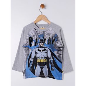 Camiseta Manga Longa Batman Infantil para Menino - Cinza 10