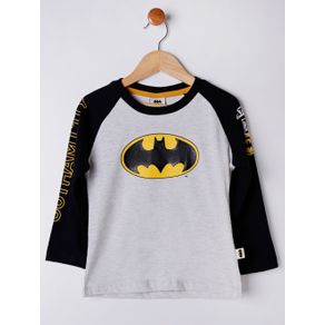 Camiseta Manga Longa Batman Infantil para Menino - Cinza/preto 2
