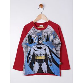 Camiseta Manga Longa Batman Infantil para Menino - Vermelho 4