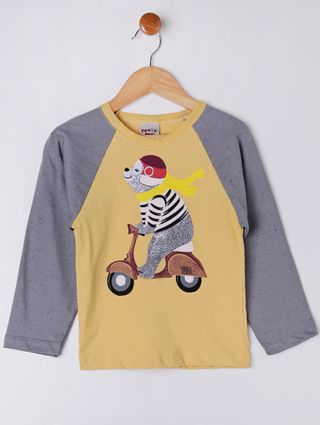 Camiseta Manga Longa Infantil para Menino - Amarelo