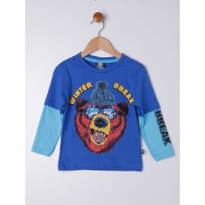Camiseta Manga Longa Infantil para Menino - Azul 2