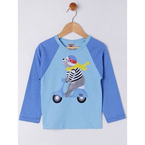 Camiseta Manga Longa Infantil para Menino - Azul 3